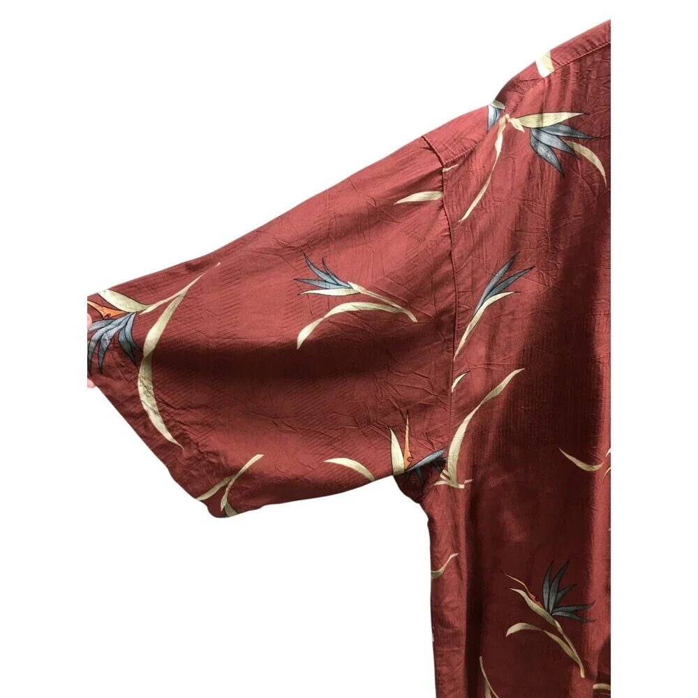 Tommy Bahama Shirt Men's Size XL Red Tropical Cotton Blend Button Up